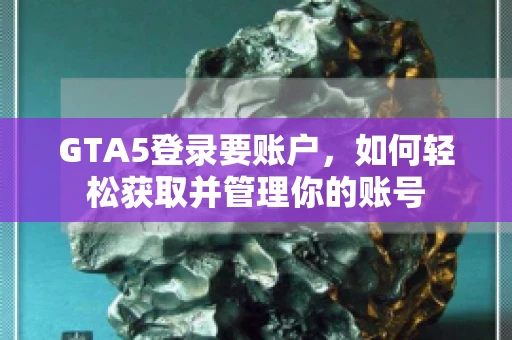 GTA5登录要账户，如何轻松获取并管理你的账号