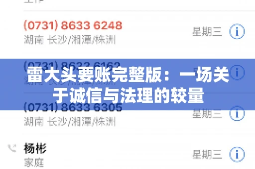 雷大头要账完整版：一场关于诚信与法理的较量