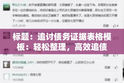 标题：追讨债务证据表格模板：轻松整理，高效追债