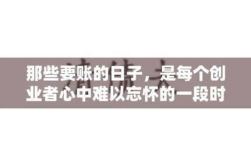 那些要账的日子，是每个创业者心中难以忘怀的一段时光。那时，我们奔波在各个角落，只为追回那一份份应收账款。今天，就让我来和大家聊聊那些要账的日子，分享一些亲身经历和感悟。